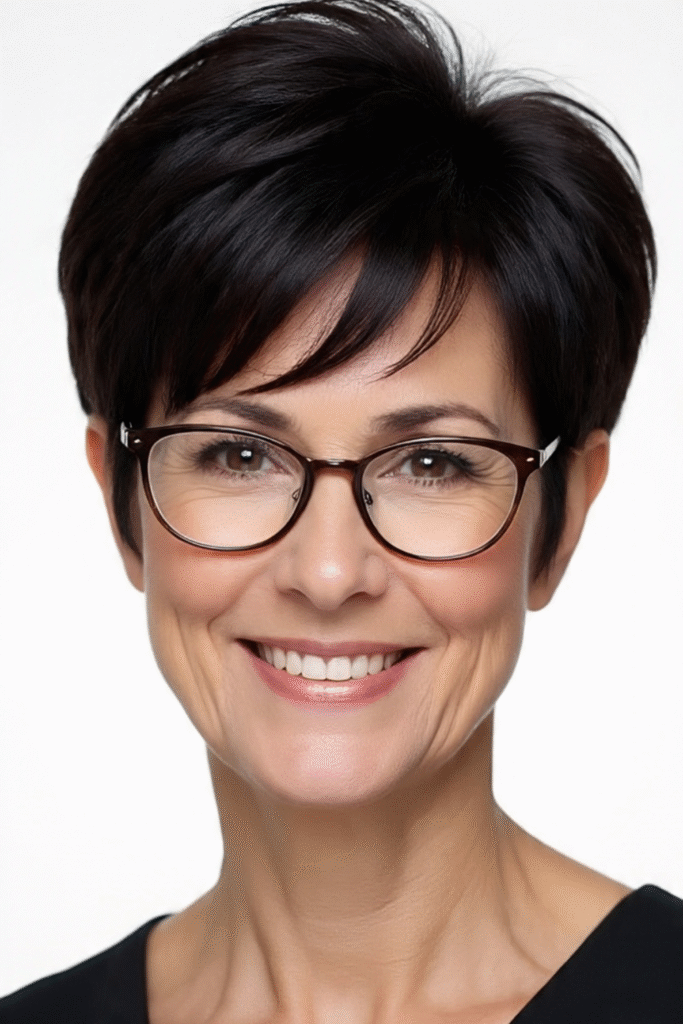 25 Mejores Peinados Cortos para Mujeres Mayores de 50 Años con Gafas